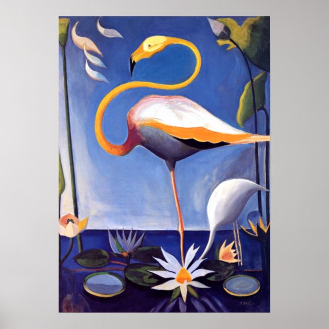 Flamingo, målare av Joseph Stella Poster (Framsidan)
