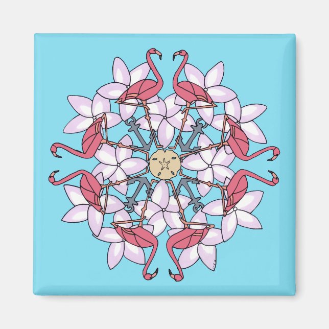 Flamingo Mandala- magnet (Framsidan)