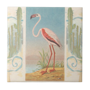 Flamingo Matta Vintage Tropical Bird Kakelplatta