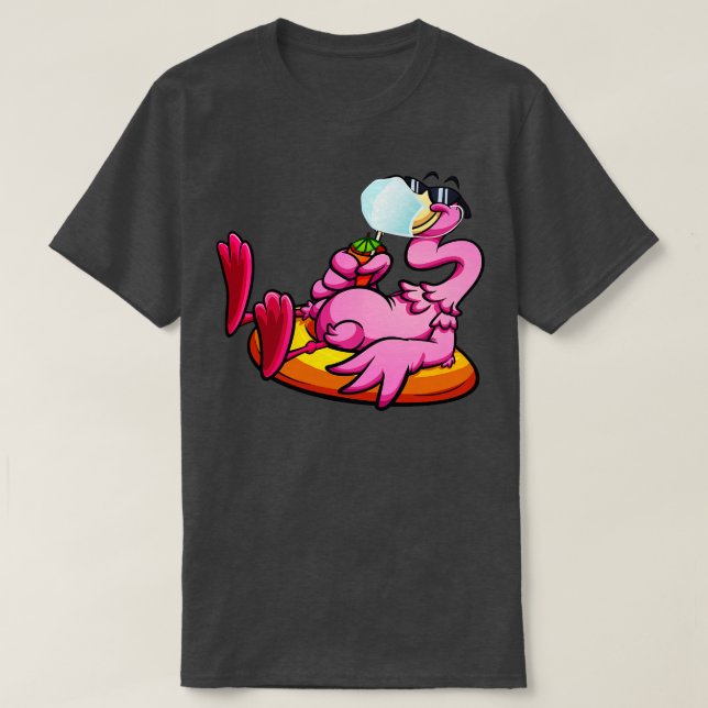 Flamingo med Ansikte Mask Bird Relaxing Quarantine T Shirt (Design framsida)