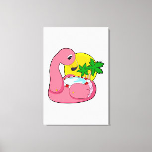 Flamingo med Bassäng Canvastryck