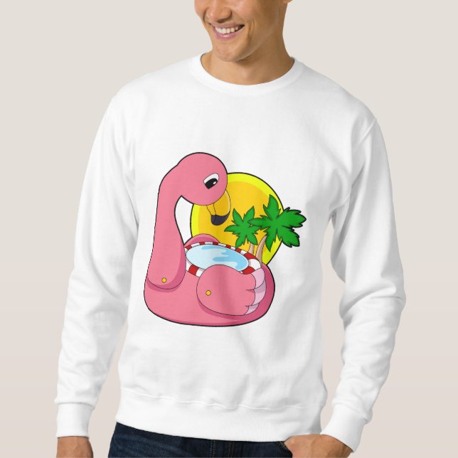 Flamingo med Bassäng Lång Ärmad Tröja (Framsida)