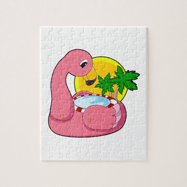 Flamingo med Bassäng Pussel (Vertikal)