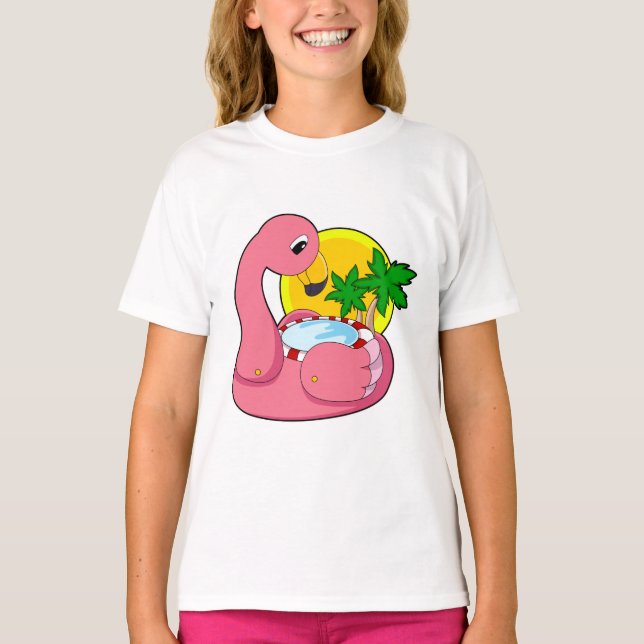 Flamingo med Bassäng T Shirt (Framsida)