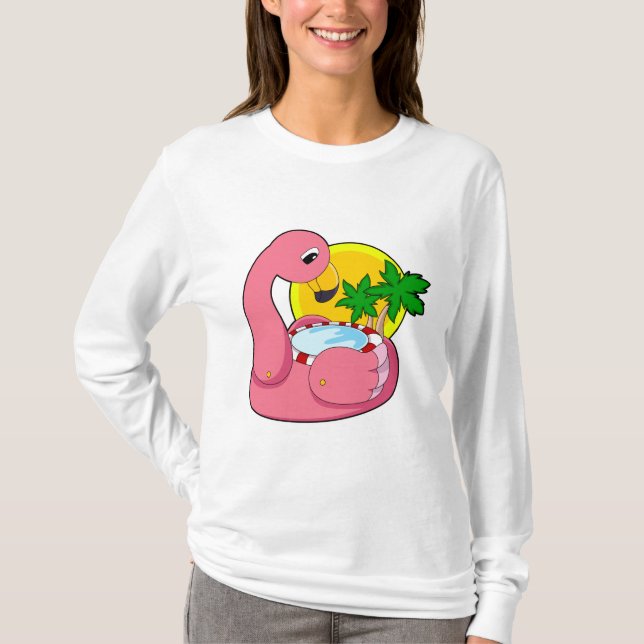 Flamingo med Bassäng T Shirt (Framsida)