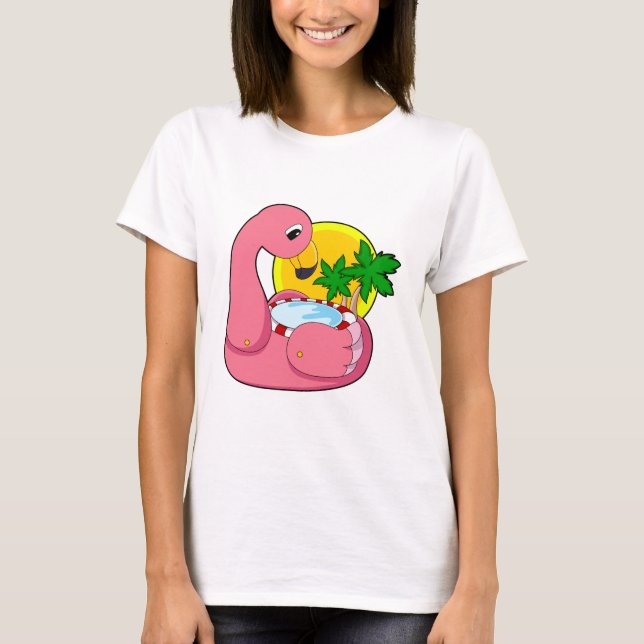 Flamingo med Bassäng T Shirt (Framsida)