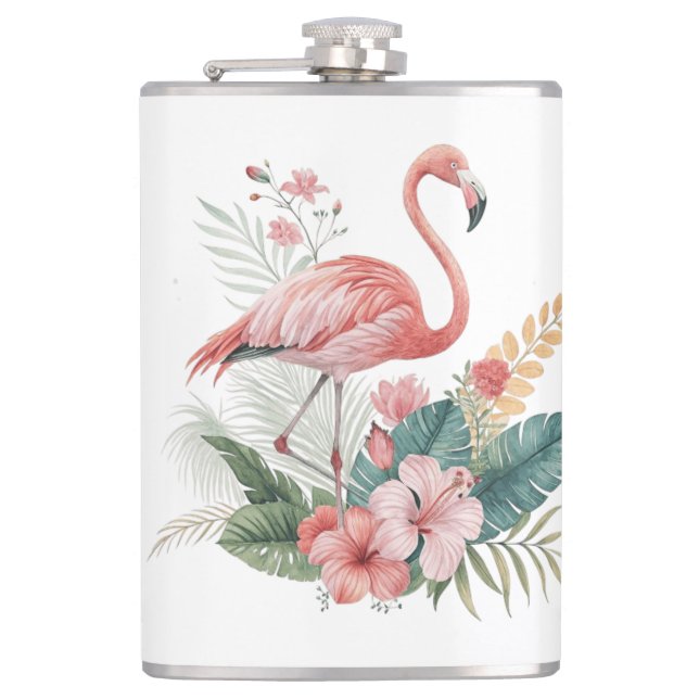 Flamingo Med Blommor Fickplunta (Framsidan)