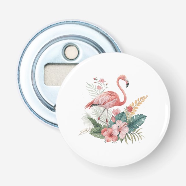 Flamingo Med Blommor Flasköppnare (Framsidan)