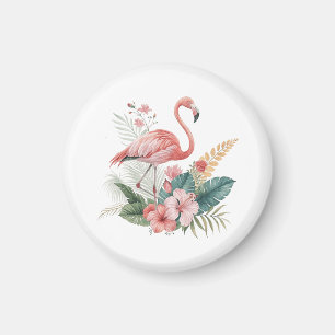 Flamingo Med Blommor Magnet