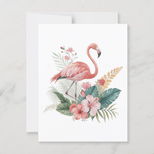 Flamingo Med Blommor Vykort