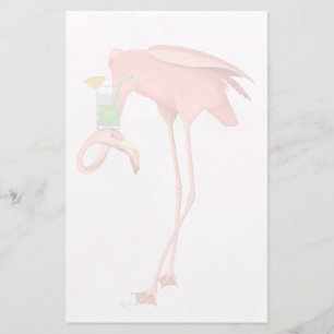 Flamingo med Cocktail Brevpapper