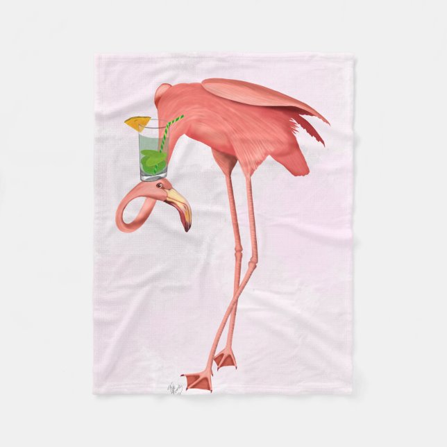Flamingo med Cocktail Fleecefilt (Framsidan)