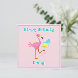 Flamingo med Cocktail Kort