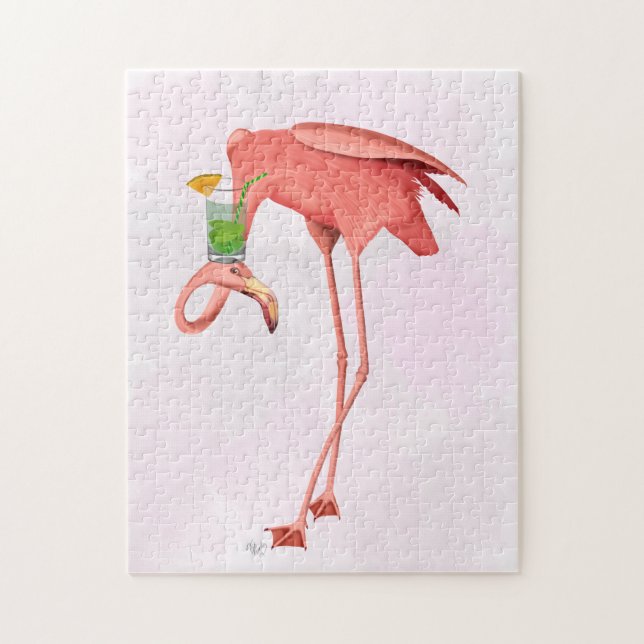 Flamingo med Cocktail Pussel (Vertikal)
