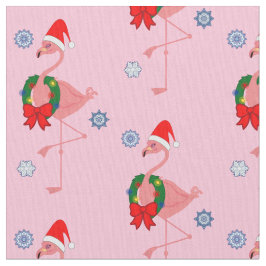 Flamingo med den Santa hatten och kranen Tyg