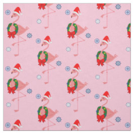Flamingo med den Santa hatten och kranen Tyg