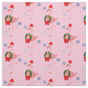 Flamingo med den Santa hatten och kranen Tyg