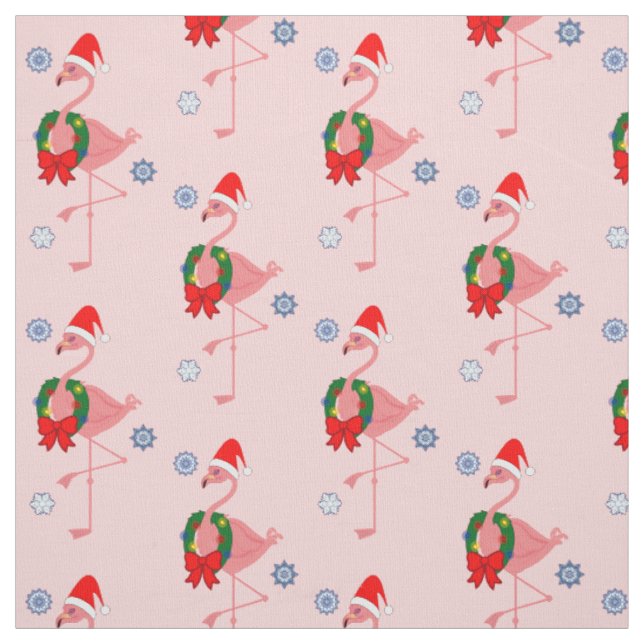Flamingo med den Santa hatten och kranen Tyg (Provkarta)