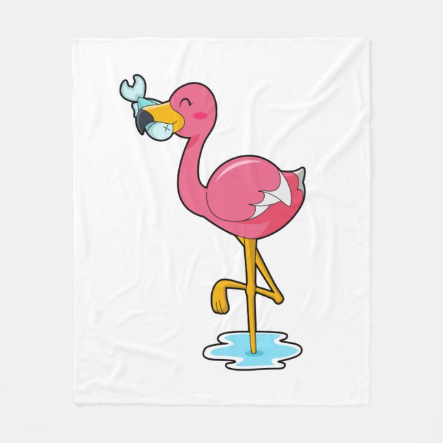 Flamingo med fisk fleecefilt (Framsidan)
