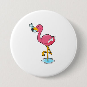 Flamingo med fisk knapp