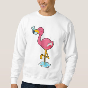 Flamingo med fisk lång ärmad tröja
