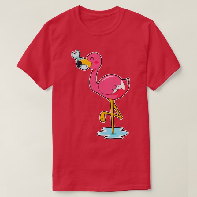 Flamingo med fisk t shirt (Design framsida)