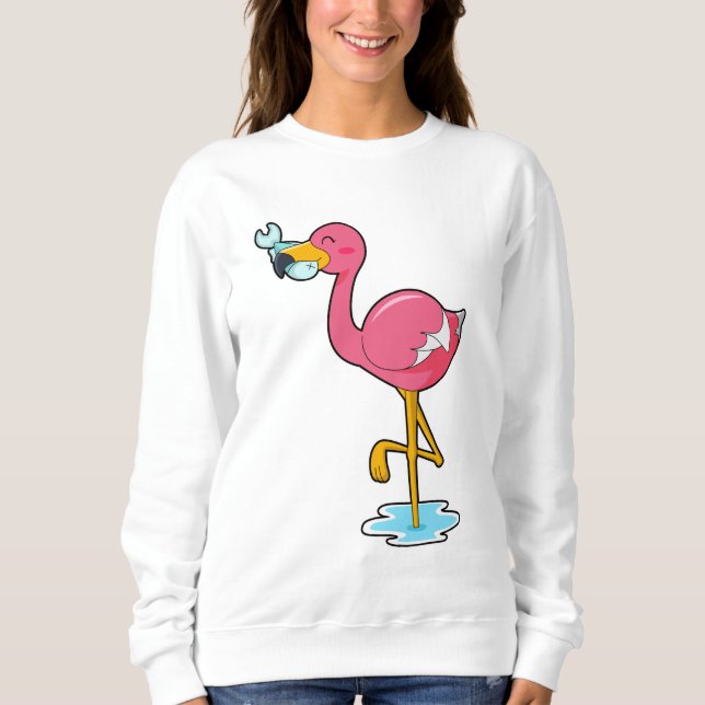 Flamingo med fisk t shirt (Framsida)