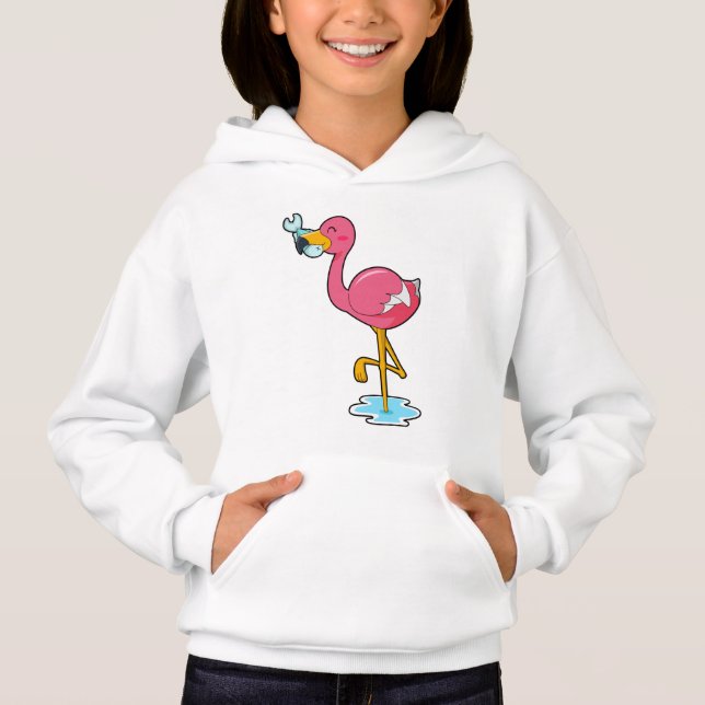 Flamingo med fisk t shirt (Framsida)