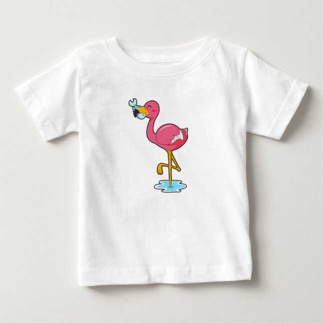 Flamingo med fisk t shirt (Framsida)