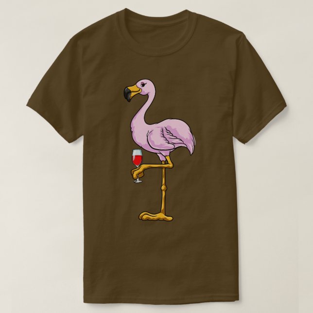 Flamingo med glaset Red vin T Shirt (Design framsida)