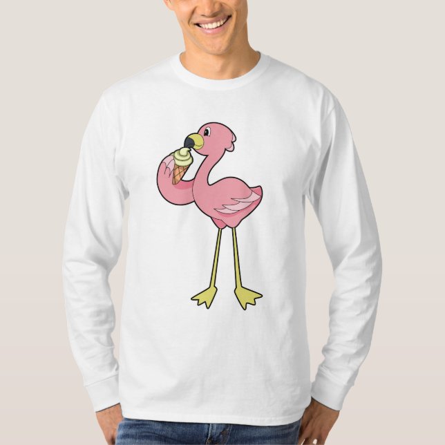 Flamingo med glasglass t shirt (Framsida)