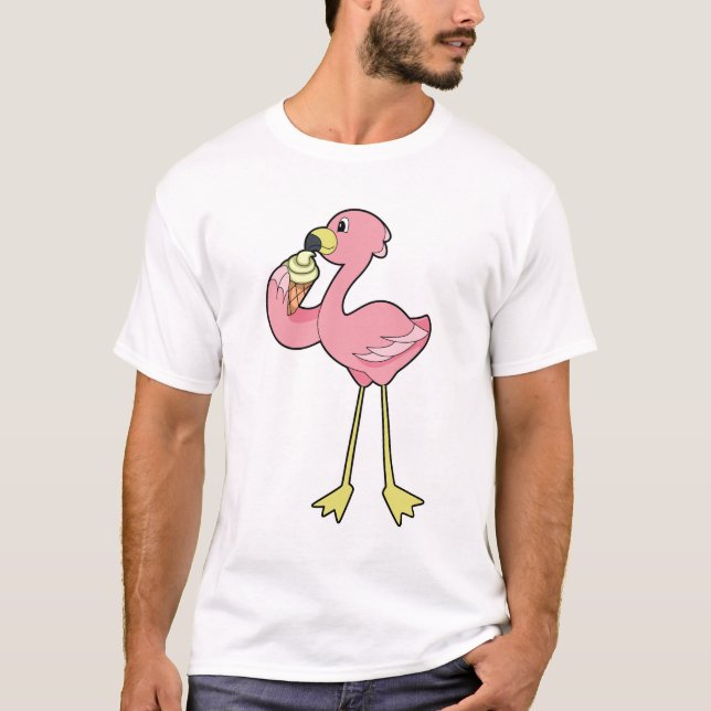 Flamingo med glasglass t shirt (Framsida)