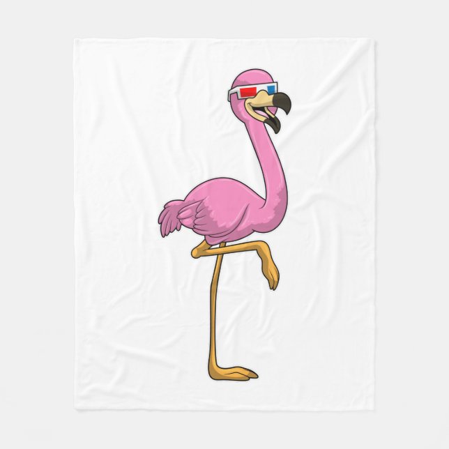 Flamingo med glasögon fleecefilt (Framsidan)