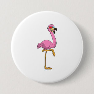 Flamingo med glasögon knapp