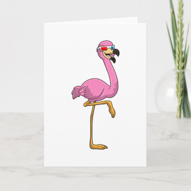 Flamingo med glasögon kort (Framsida)