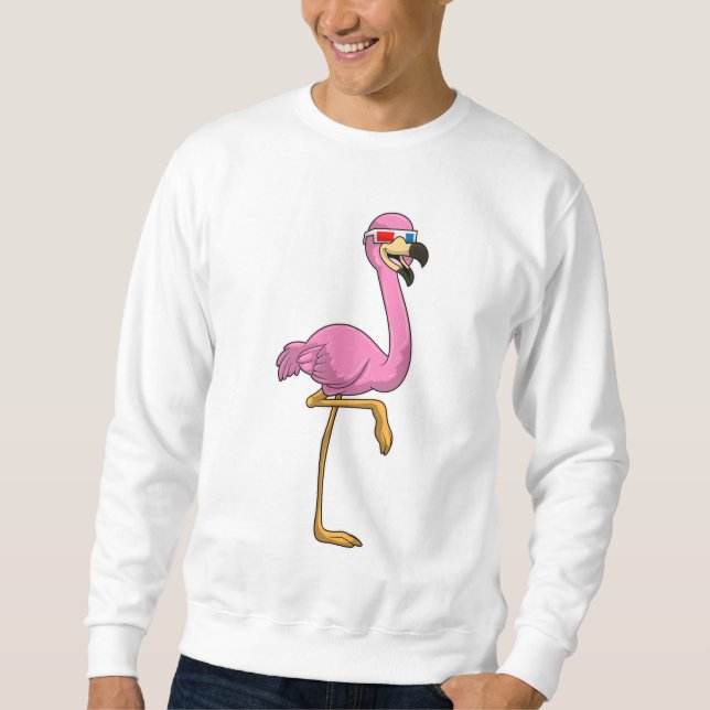 Flamingo med glasögon lång ärmad tröja (Framsida)