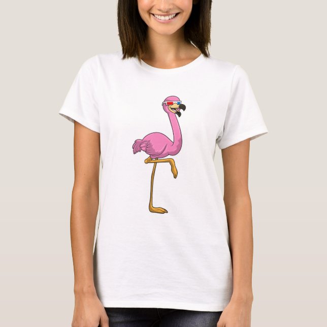 Flamingo med glasögon t shirt (Framsida)