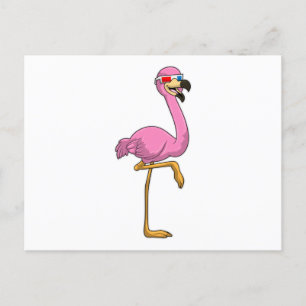 Flamingo med glasögon vykort