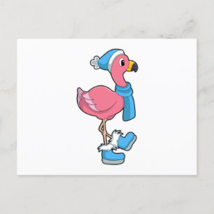 Flamingo med halsduk och hatt vykort