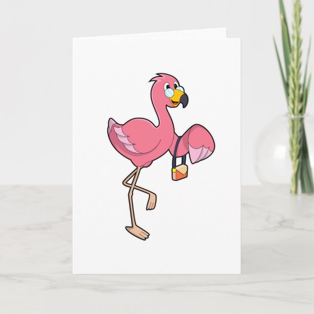 Flamingo med handväska kort (Framsida)