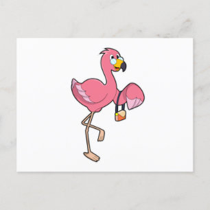 Flamingo med handväska vykort