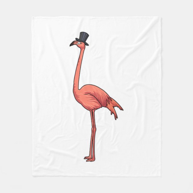 Flamingo med Hat Fleecefilt (Framsidan)