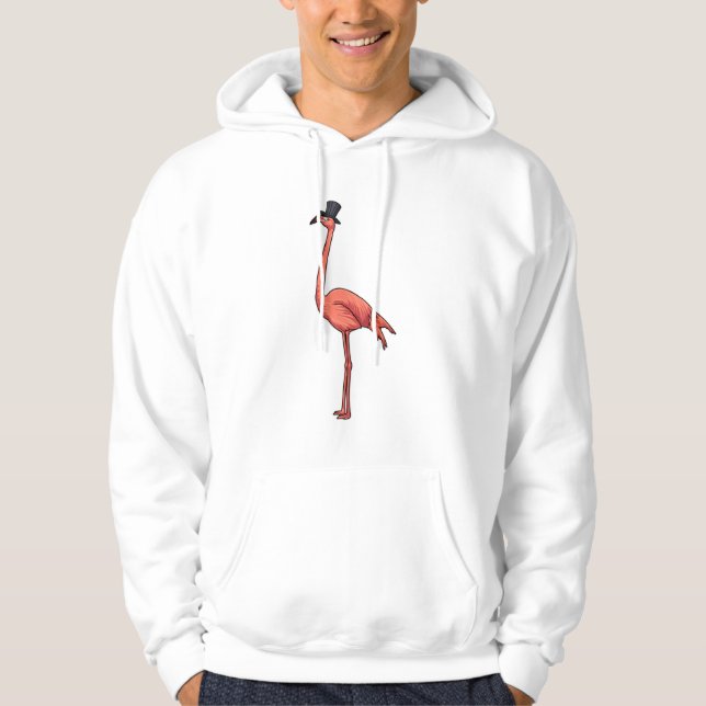 Flamingo med Hat Hoodie (Framsida)