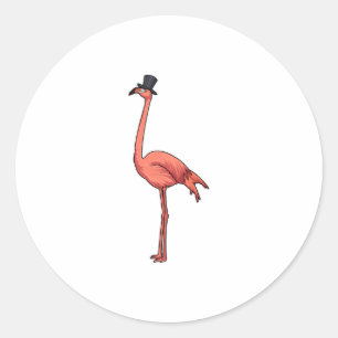 Flamingo med Hat Runt Klistermärke