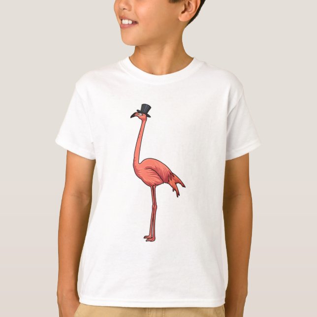 Flamingo med Hat T Shirt (Framsida)