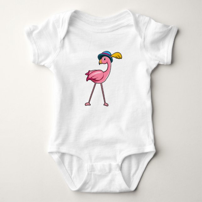 Flamingo med hatt och ludd t shirt (Framsida)