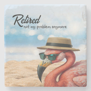 Flamingo med hatt- och solglasögon stenunderlägg
