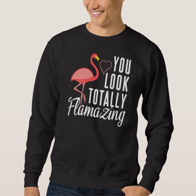 Flamingo med hjärta lång ärmad tröja (Framsida)