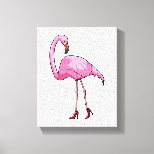 Flamingo med Högklackar Canvastryck (Framsida)