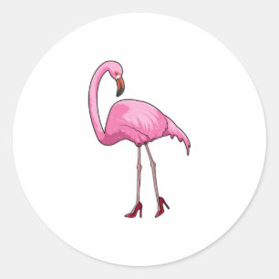 Flamingo med Högklackar Runt Klistermärke